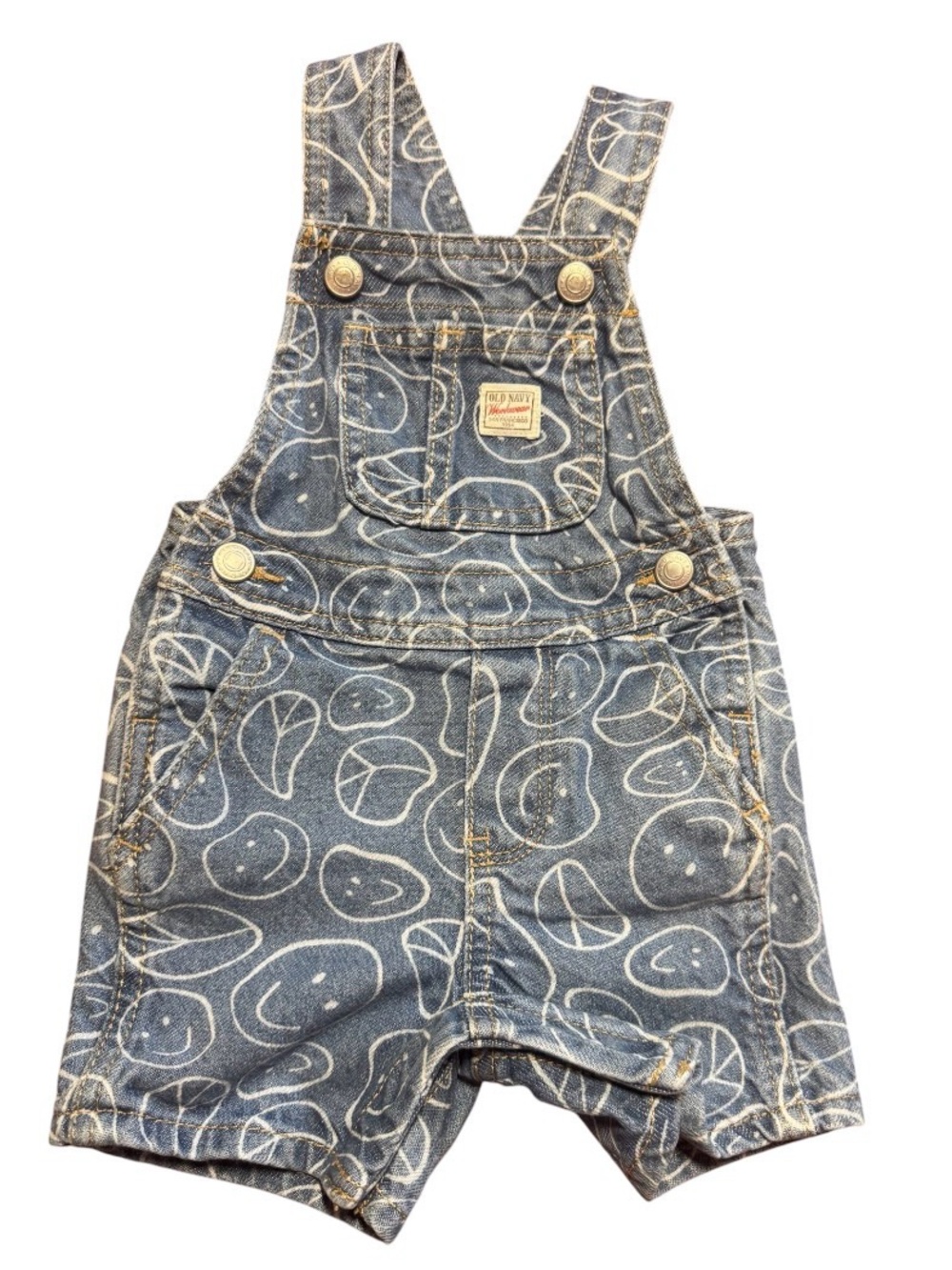 Old Navy Smiley Face Denim Overalls 3-6M